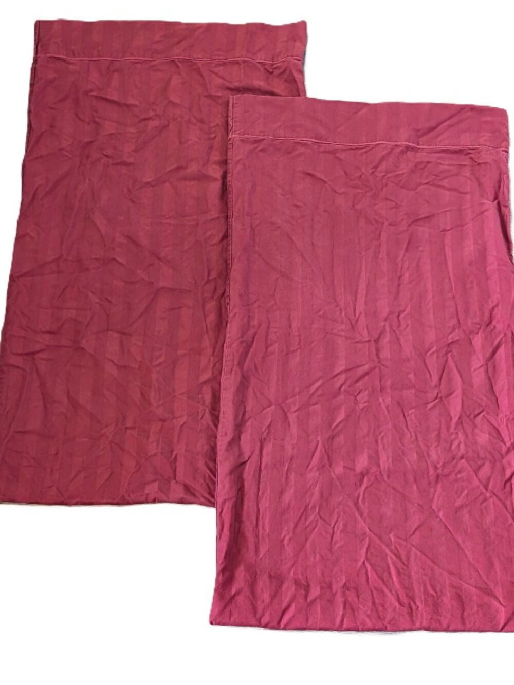 VTG Set of 2 Chris Madden JCPenney King Pillowcases Burgundy Striped 100% Cotton
